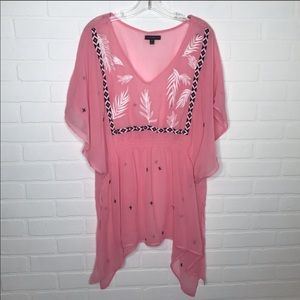 Lane Bryant V Neck Dolman SL 22/24 Semi Sheer Boho